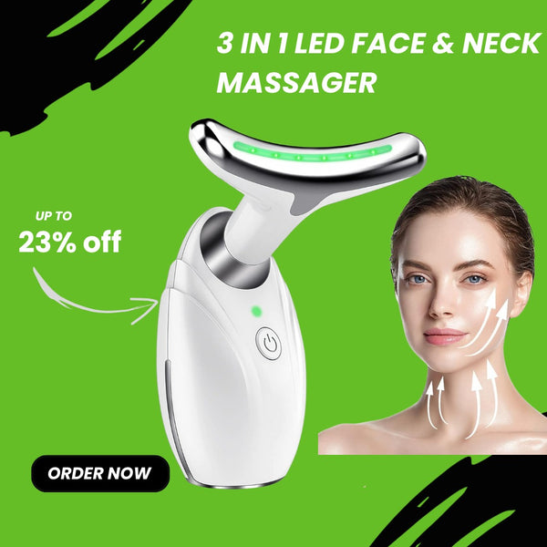 3 in 1 LED Face & Neck Massager – Rechargeable Anti-Wrinkle Skin Tightening Tool
